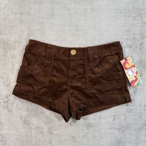 Ocean Pacific Shorts Women 9 Brown Corduroy Low Rise Patch Pockets Y2K Surf Mini